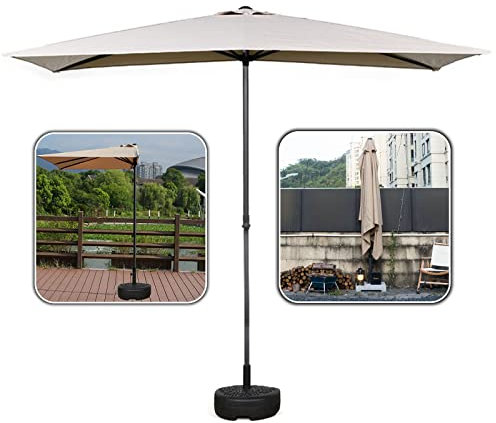 ESCOLL Balkon Sonnenschirm mit Ständer Halbschirm Balkonschirm Terrassenschirm Marktschirm UV 50+ Polyester, Platzsparend faltbar (Color : Weiß)