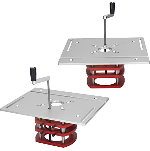 Kadimendium Oberfräsen-Lift, Manuelles Heben, Oberfräsen-Hebesystem-Set, Oberfräsen-Tischsägen-Einsatz, Grundplatte, Oberfräsen-Hebebasis für Kleine Besäummaschinen (Silber)