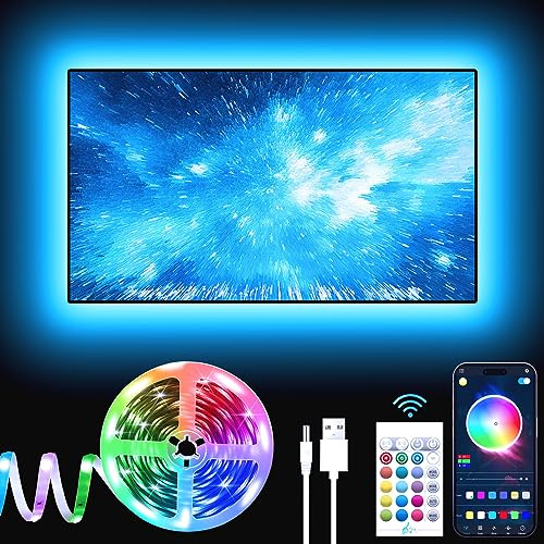 GIPOYENT TV LED Hintergrundbeleuchtung mit Musiksynchronisierung für 32-60 Zoll Fernseher LED TV Licht - RGB Farbwechsel Lichtband für Heimkino (9.8T)