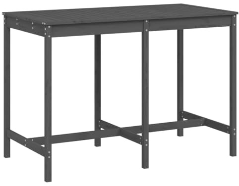 Makastle Rechteckiger Gartentisch Garten Esstisch Balkontisch Bistrotisch Terrassentisch Holztisch wetterfest Gartenmöbel, Grau 159,5x82,5x110 cm Massivholz Kiefer