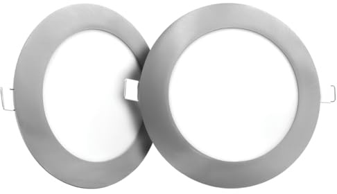MAKA Faretto Led da Incasso Tondo Grigio Alluminio Satinato Faro Cartongesso Luce Bianca Calda Naturale o Fredda Diametro Foro da 150 a 205 mm Ideale per Soffitto (2Pcs 12W, Luce naturale 4000K)