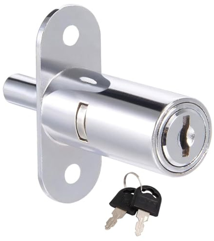 Recogwood Verrou à piston poussoir de 40 mm de long, cylindre de 19 mm de diamètre en alliage de zinc avec clés pour tiroir, bureau, armoire, clés identiques