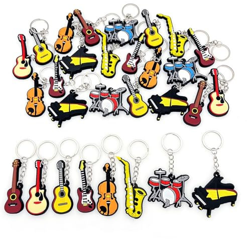 JZK 30x Portachiavi strumenti musicali per bomboniere festa tema musicale decorazioni omaggi ricordino regalino pensierino regalo ukulele chitarra elettrica violino pianoforte sassofono batteria