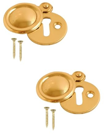 Lot de 2 caches ronds en laiton de style victorien recouvert de trou de serrure de 35 mm avec vis pour portes intérieures.