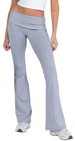 Svarta utsvängda byxor dam stretch – yogabyxor dam långa bootcut tygbyxor svarta tajta träningsbyxor lätta hög midja leggings tunna bomull palazzobyxor bekväma avslappnade marlenebyxor/cargobyxor,