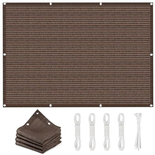 Segeltuch mit Ösen 1.2 x 4.5 m Rechteckig Sonnensegel Nach Maß Ohne Bohren UV Schutz Windschutz Terrasse Garten Balkon, Braun