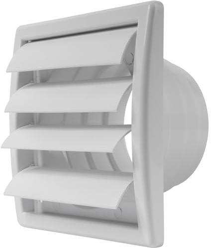 Repa Market Plastic Air Vent Cover Gravity Grill - 5 Inch/125 mm Outdoor Exhaust Wall Extractor Fan Cover with Louvre Door for Home Improvement - Kitchen, Bathroom,Cooker Hood,Dryer,Shed Ventilation