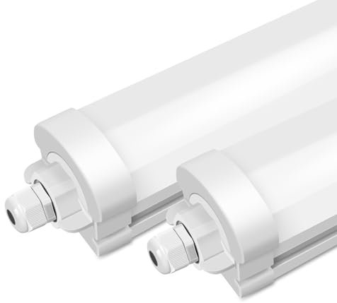 ALUSSO 2x Plafoniera da Officina 120CM,36W 4320LM Tubo Led Impermeabile IP65 Bianco Naturale 4000K Plafoniere LED per Garage Ufficio Cantina Cucina Supermercato Bagno Seminterrato