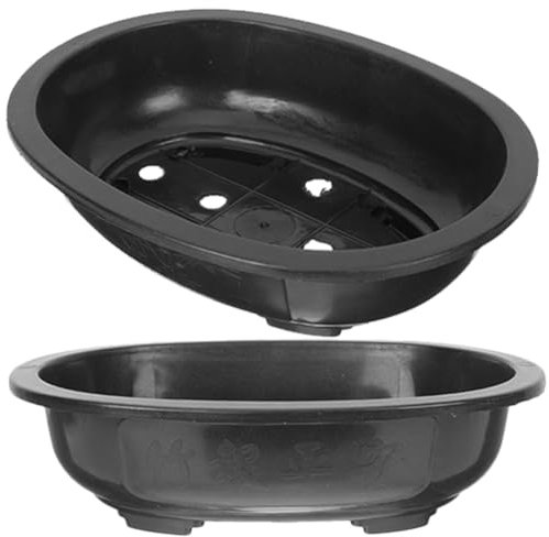 Toddmomy Bonsai Training Pots 2pcs 30cm Oval Bonsai Planter with Drainage Hole Plastic Large Deep Flower Pot Plants Growing Container for Nursery Garden Balcony