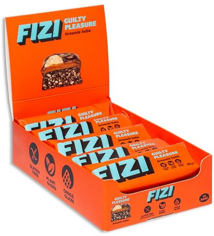 FIZI Schokoriegel - Brownie Babe - 10 x 45g - Vegane Riegel Ohne Zucker – Milchfrei Riegel – Glutenfrei Süßigkeiten Ohne Zucker