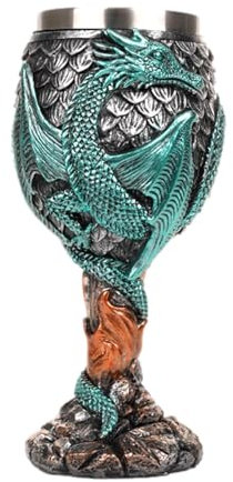 Dragon Chalice Medieval Wine Glass 4 oz Stainless Steel 18.5 cm | Embossed Dragon Design | and Safe Medieval Chalice | Ideal for Drinking, Collectibles | Multiple Colors Ava