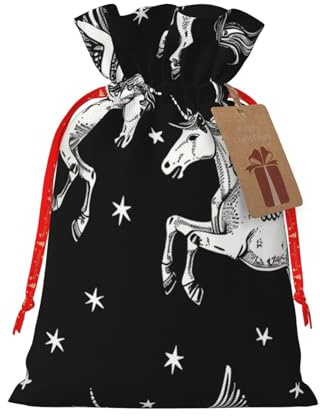 Wiederverwendbare Partytüten, Retro-Design, himmlisches Pferd, Geschenktüte, mittelgroß, klein, Weihnachts-Geschenktüten mit Kordelzug, Geschenktüten für Geschenke