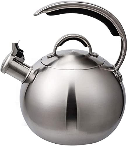 MYVVKIA Pfeifteekanne aus Edelstahl, Herdpfeife, Teekessel, Campingkessel zum Kochen von Wasser, Teekessel zum Aufbrühen von Kaffee oder Milch