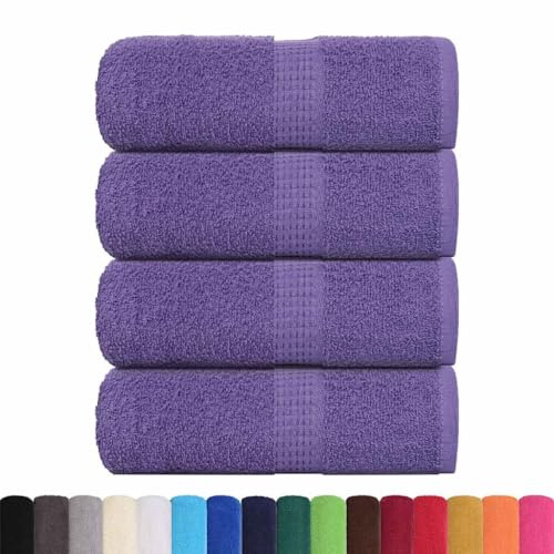 vidaXL Serviettes d'invité FROGN 4 pcs Violet 30x50 cm 360 g/m² 100% Coton, Serviette, Serviette de Visage, Ensemble de Serviettes de Bain