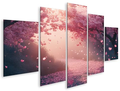 islandburner Prime Image sur toile Chemin magique de fleurs de cerisier au coucher du soleil Images murales Poster