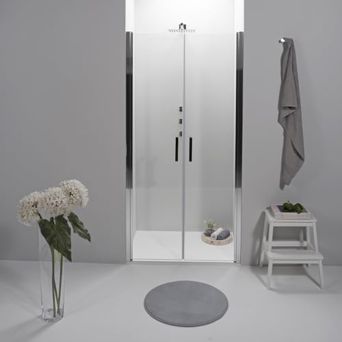 Porta Doccia Saloon 90 x 195 cm - Vetro Temperato 6 mm Trasparente, Profilo Cromato, Apertura Interna/Esterna, Chiusura Magnetica e Sistema Antigoccia - Facile da Pulire