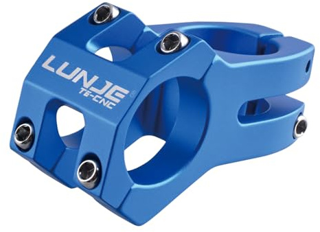 TRIWONDER Attacco Manubrio MTB in Lega di Alluminio 31.8mm / 25.4 mm Gambo da Bicicletta Corto Adattatore Alza Manubrio Bici da Corsa Strada BMX MTB (A - Azzurro - 31,8 mm - con Logo)