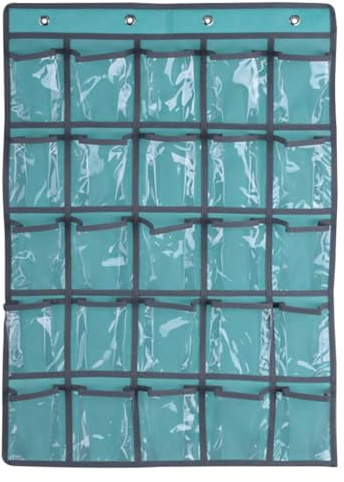 Nisone Organizzatore da ufficio a casa, 25 tasche trasparenti per insegnante, telefono cellulare, calcolatrice, organizer da appendere alla porta, colore: blu