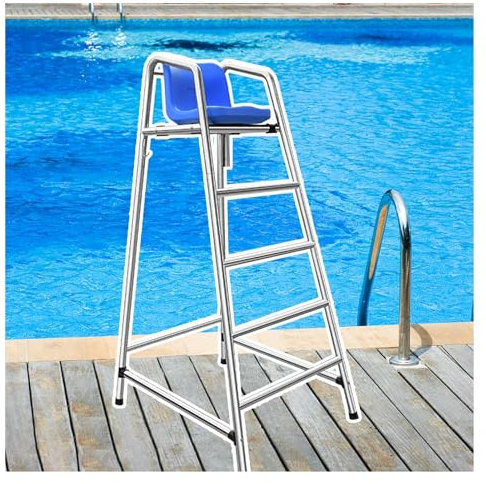 Piscine Chaises De Sauveteur Chaise de Sauveteur pour Piscine de Parc Aquatique, sur Pied, antirouille, pour Bord de Piscine, échelle Amovible avec Crochet, siège Confortable, Trou pour Pare