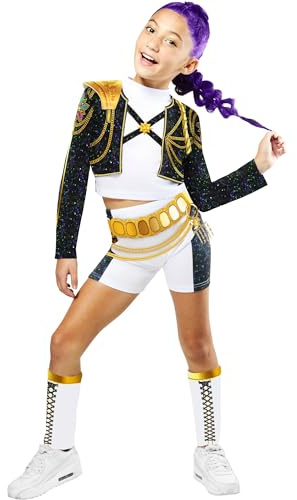 Rubies DISFRAZ KPOP RUMI GOLD HYBRID, para niña, niñas, k-pop- rumi, netflix, Top, chaqueta, pantalones cortos,calentadores, Licencia oficial Netflix, huntrix, carnaval, fiestas y cosplay. TALLA XS