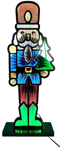 Mppchhn LED Infinity-Spiegel Nussknacker - Helle Beleuchtung Klassische Dekoration - LED Weihnachtsdekoration - Für Familie Freunde Männer Erwachsene Kinder Wohnzimmer Flur Kamin Eingang