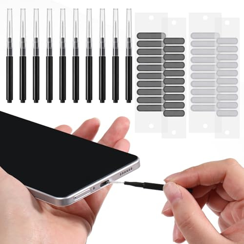 PEOVLVN 10 unidades USB C teléfono móvil kit de limpieza 40 unidades pegatinas de malla a prueba de polvo USB C tapón antipolvo cubierta para altavoz de teléfono para 17/16/15 series y conector de
