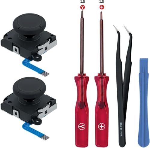 Joysticks Analogiques 3D de Remplacement Joycon, Compatible avec Manette NS Switch, Switch OLED et Switch Lite, 2 Joysticks Analogiques 3D Noirs avec Tournevis Pince et Outil de Démontage