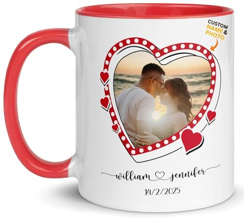 QuindaUK Regalo Personalizado para Novia Novio – Taza “Te Amo” Personalizable, Regalo Único para Él o Ella, Ideal para Parejas, Cumpleaños, Boda o San Valentín (325 ml / 11 OZ)