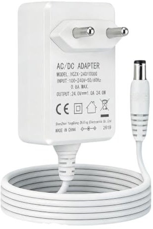 Alimentation 24V 1A pour Rubans LED, Transformateur 24W AC 200-240V à DC 24V avec Câble 1,5m, Jack DC 5,5 x 2,1mm, Chargeur Adaptateur Secteur pour Routeur, Réveil Radio, Bande Lumineuse LED, Caméra