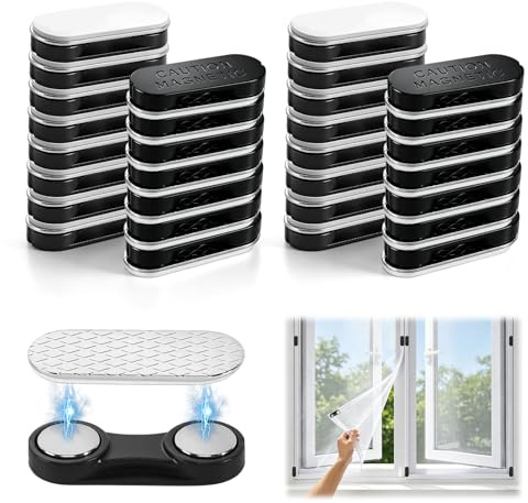 Fliegengitter Clips 30 Stück Magnetischer Vorhangverschluss Fliegengitter Fenster Magnet Selbstklebende Magnetischer Vorhangverschluss Clips für Küche Wohnzimmer Balkon