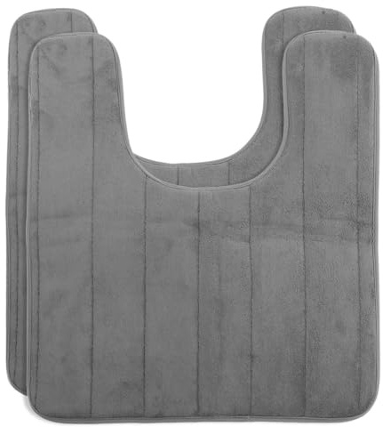 ASAKKURA Alfombrillas Antideslizantes en Forma de U para Baño, Tapetes de Algodón Absorbentes de Agua, Pack de 2 Piezas para Uso en Hogar y Sanitarios WC