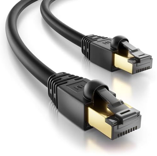 deleyCON 15m CAT 8.1 Outdoor per Esterno (40 Gbit/s, 2000 MHz, Schermatura S/FTP, Rame) RJ45 Connettore Ethernet LAN DSL Patch - Resistente alle Intemperie - PC, TV, Telecamera, PoE, Campeggio