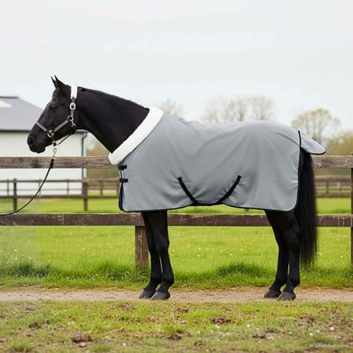 Runheo Couverture Équine Aqua Complet en Fleece Polaire Résistante au Vent, et Respirante pour Chevaux Exterieur, Poney, Poulain, Jument, Ecurie, Prairie, Paddock