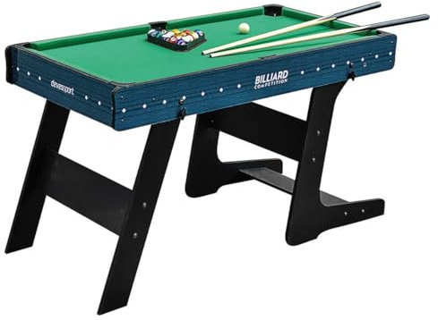 DEVESSPORT Klappbarer Billardtisch für Kinder und Anfänger, einfache Montage, Fallhöhlen, Dübel und komplettes Zubehör-Set im Lieferumfang enthalten