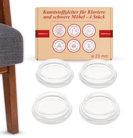 Möbeluntersetzer für schwere Möbel, rund, transparent, 4 Stück, 23 mm Innendurchmesser – Bodenschoner für Sofa, Klavier und Möbel, bis 140 kg pro Set