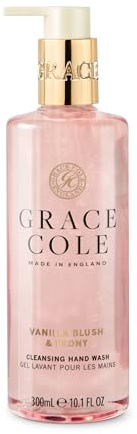 Grace Cole Vanilla Blush & Peony Hand Wash 300ml - Moisturising Liquid Soap Essential Oils - Vegan and Cruelty Free, No SLS or Parabens - Made In England