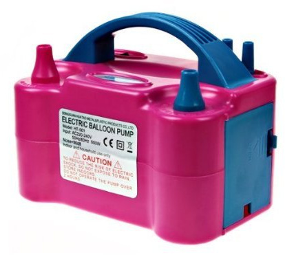 XLKJ Bomba eléctrica para Globos, inflador de Doble Boquilla, portátil, Rosa, 600 W, 1,13 kg, Incluye 1 Bomba