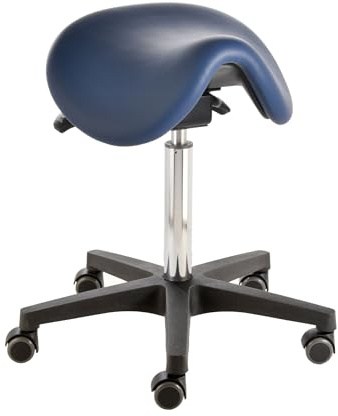 Prova Nova GmbH Sattelhocker Docy® dent 4618, Sitzhöhe ca. 56-75cm, mit Sitzneigeverstellung, Rollen mit weicher Radbandage, Rollen/Bodengleiter:weiche Radbandage, Polsterdekor:Stamskin Atlantik-blau