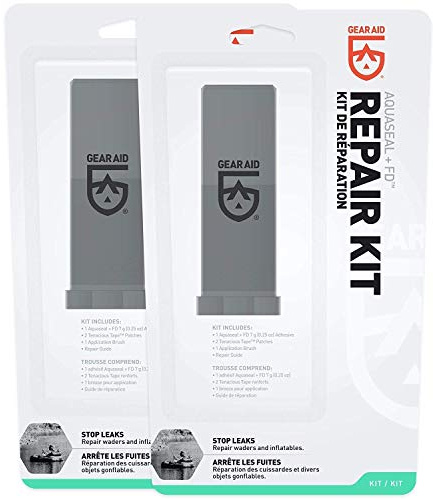 GEAR AID Aquaseal Wader and Boot Repair Kit – Waterproof Adhesive and Patch Kit for Fixing Holes, Tears in Neoprene, Breathable Waders and Outdoor Gear with Aquaseal FD and Tenacious Tape, 2 Pack