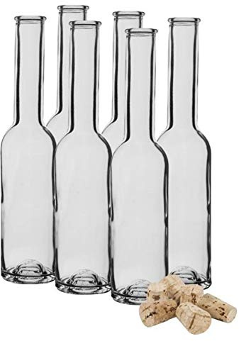 DIAH DO IT AT HOME 6 Pack 200ml Glass Bottles with Natural Airtight Corks - Elegant Small Slim Bottles for DIY Spirits, Sloe Gin, Liqueurs & Oils - Premium Homebrew Gifting Set (6 x 0.2L)
