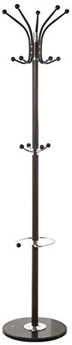 DRW Porte-Manteau sur Pied en métal avec Base en marbre Marron 36 x 175 cm