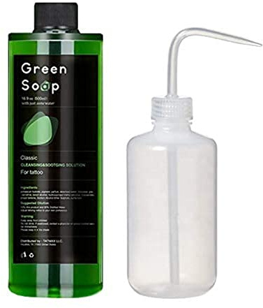 Dragon Art Lavaggio per sapone verde da 479,1 ml con bottiglia da spremere per tatuaggi e piercing