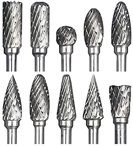 ZFYQ Hartmetall Frässtifte mit Doppelschnitt, Wolframstahl, mit 1/8 Schaft für Schnitzen, Metallpolieren, 10 Stück