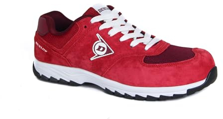 DUNLOP S3 säkerhetssko i röd mocka och mesh (galler) vattenavstötande EN ISO 20345: 2011 DL0201016, Röd, 43 EU