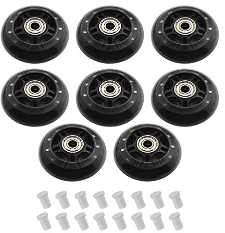 ECSiNG 70mm 82A Härte Inline Skate Rollen PU Räder Ersatz 8 Stück Schwarz mit ABEC-7 Lager