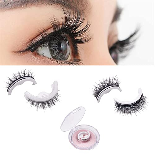 2 Paar wiederverwendbare, selbstklebende Wimpern Natürliche, mehrfach umkehrbare, klebstofffreie, falsche Wimpern, Wimpern ohne Kleber, selbstklebende Wimpern (Natural)