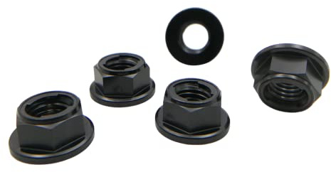 RISON Titanium Mutter Titan Flansch Vollmetall Kontermutter M5x0.8mm Titan Kettenradmutter GR5 Sicherungsmutter Schwarz 6AL4V Titanflansch-Sicherungsmutter 5 Stück