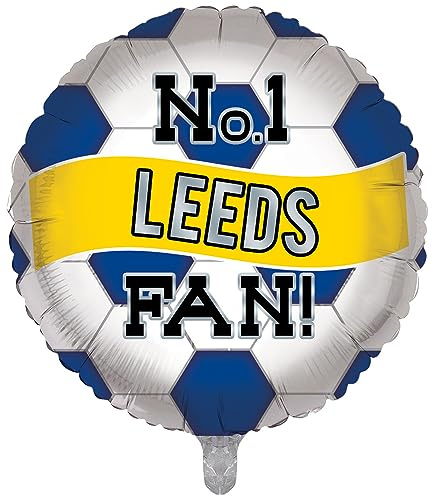 Globo inflable Express Yourself para globo temático de fútbol, globo temático de fútbol de color azul y blanco con no 1 fan de Leeds para ella.