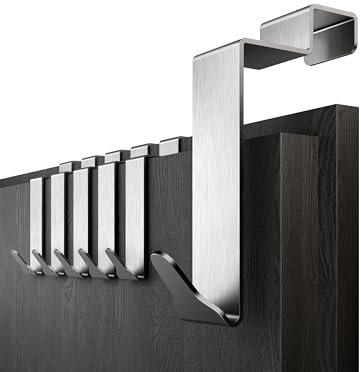 Menz Premium Türhaken zum Einhängen Innenseite im 6er SET - Edelstahl Kleiderhaken Tür Innenseite, Türgarderobe innen - Handtuchhalter Tür innen, Türhaken Rückseite mit hoher Tragkraft