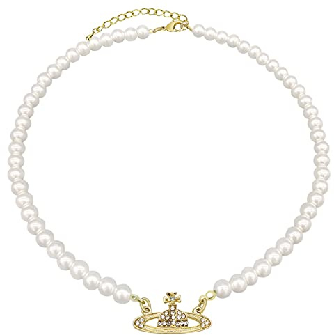 YuSaug Pärlhalsband dam, Saturnus, halsband, silver, Pärla Orb Choker – silver